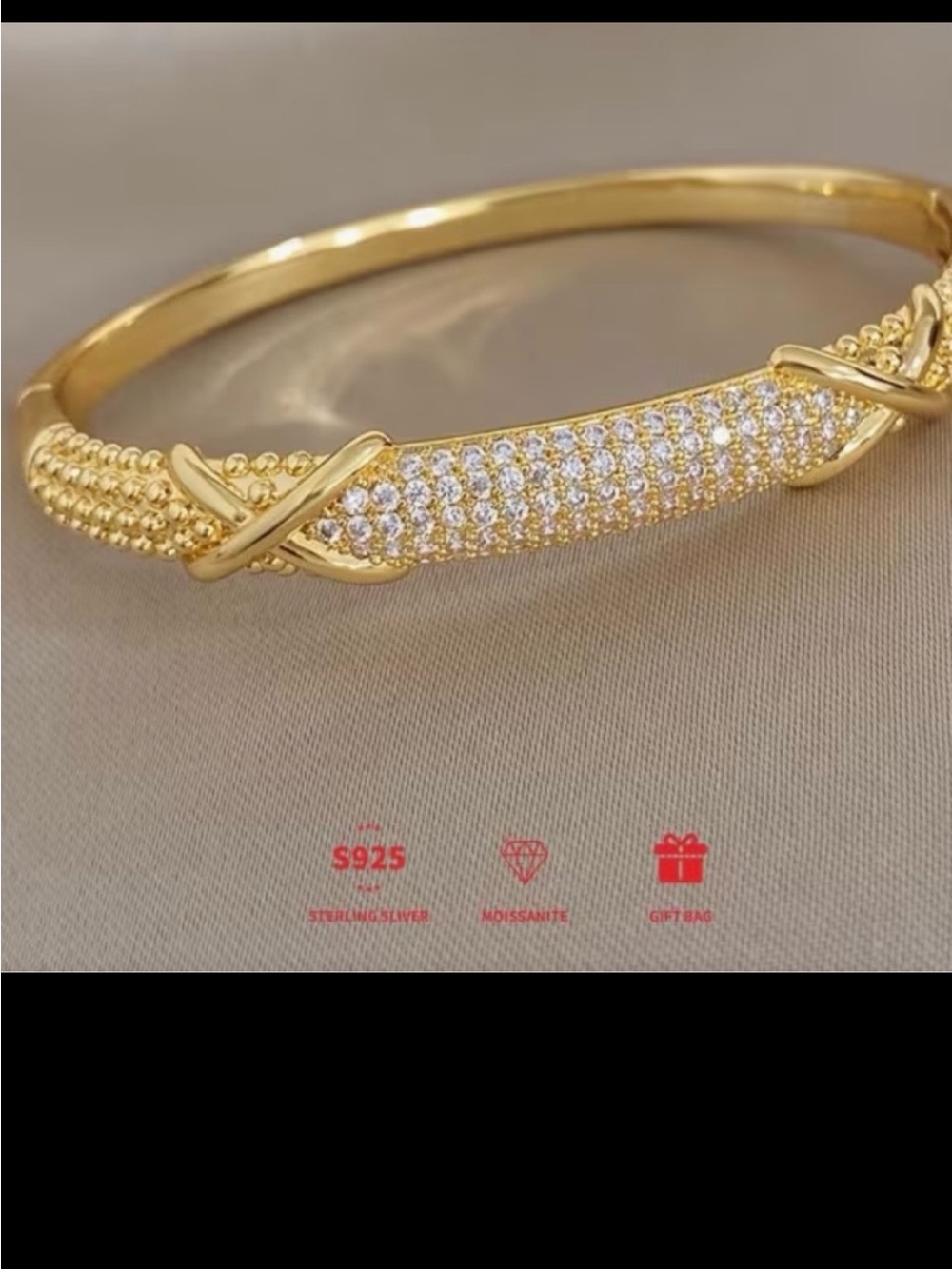 Gold Pavé Crystal Bangle Bracelet - Classic Gold Women's Bracelet